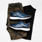 Maseratti Vidal 6002 Embossed Crocodile / Caiman / Ostrich Sneakers Blue