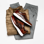 Maseratti Vidal 6002 Embossed Crocodile / Caiman / Ostrich Sneakers Brown