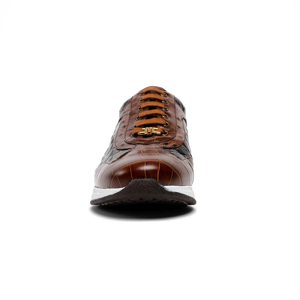 Maseratti Vidal 6002 Embossed Crocodile / Caiman / Ostrich Sneakers Brown