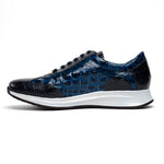 Maseratti Vidal 6002 Embossed Crocodile / Caiman / Ostrich Sneakers Blue