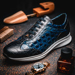 Maseratti Vidal 6002 Embossed Crocodile / Caiman / Ostrich Sneakers Blue