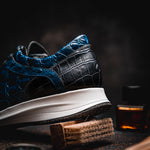 Maseratti Vidal 6002 Embossed Crocodile / Caiman / Ostrich Sneakers Blue