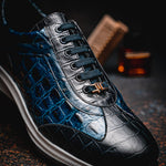 Maseratti Vidal 6002 Embossed Crocodile / Caiman / Ostrich Sneakers Blue