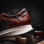 Maseratti Vidal 6002 Embossed Crocodile / Caiman / Ostrich Sneakers Brown