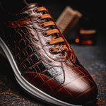 Maseratti Vidal 6002 Embossed Crocodile / Caiman / Ostrich Sneakers Brown