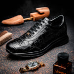 Maseratti Vidal 6002 Embossed Crocodile / Caiman / Ostrich Sneakers Black