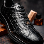 Maseratti Vidal 6002 Embossed Crocodile / Caiman / Ostrich Sneakers Black