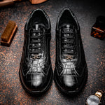 Maseratti Vidal 6002 Embossed Crocodile / Caiman / Ostrich Sneakers Black
