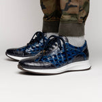Maseratti Vidal 6002 Embossed Crocodile / Caiman / Ostrich Sneakers Blue