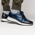 Maseratti Vidal 6002 Embossed Crocodile / Caiman / Ostrich Sneakers Blue