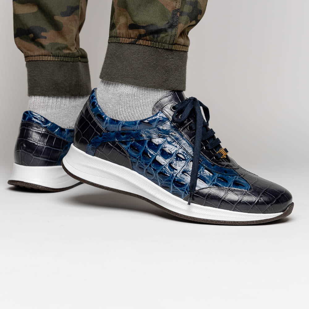Maseratti Vidal 6002 Embossed Crocodile / Caiman / Ostrich Sneakers Blue