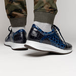 Maseratti Vidal 6002 Embossed Crocodile / Caiman / Ostrich Sneakers Blue