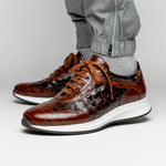 Maseratti Vidal 6002 Embossed Crocodile / Caiman / Ostrich Sneakers Brown