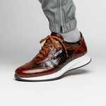 Maseratti Vidal 6002 Embossed Crocodile / Caiman / Ostrich Sneakers Brown