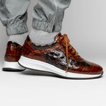 Maseratti Vidal 6002 Embossed Crocodile / Caiman / Ostrich Sneakers Brown