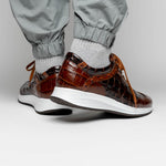 Maseratti Vidal 6002 Embossed Crocodile / Caiman / Ostrich Sneakers Brown