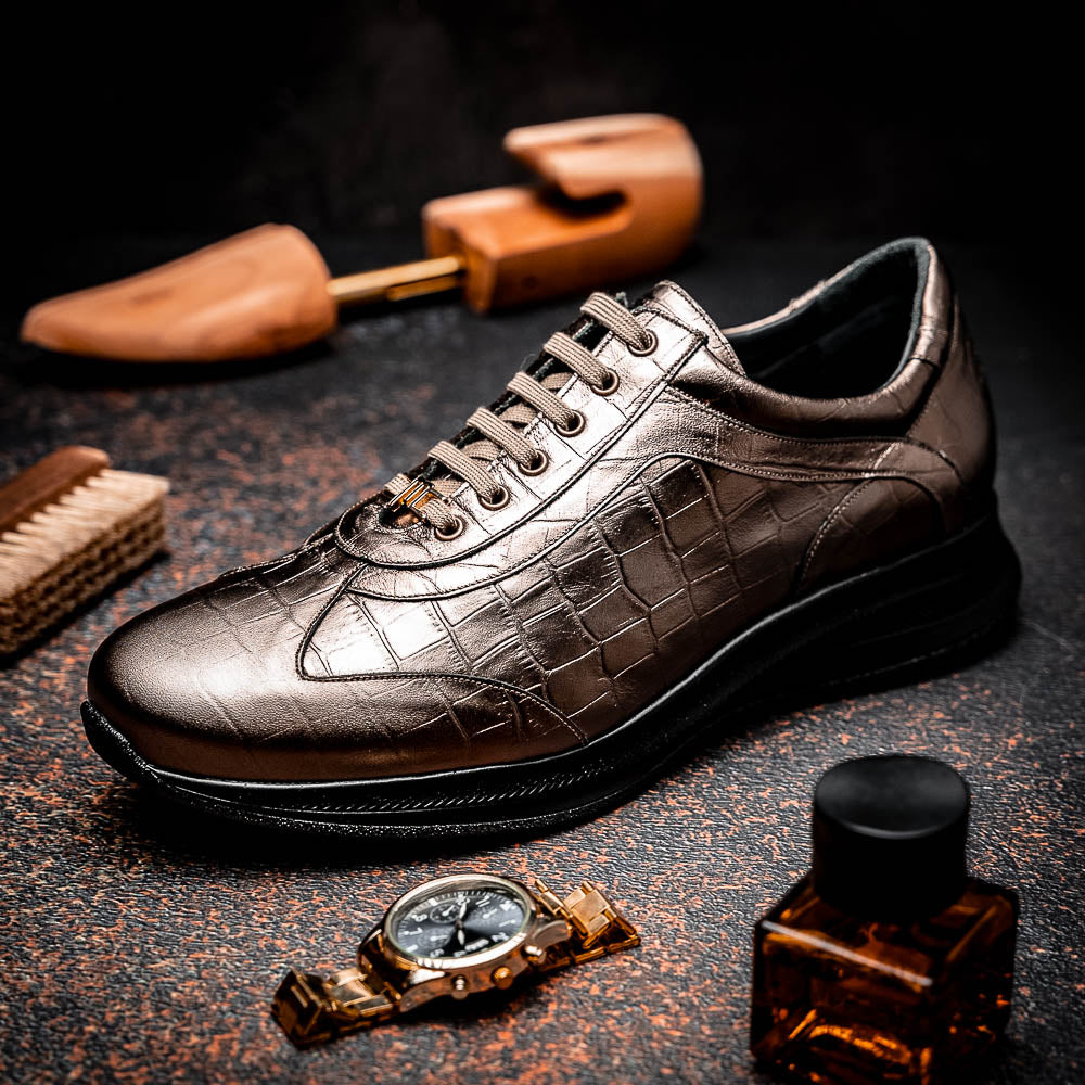 Maseratti Vidal 6002 Embossed Crocodile Sneakers Gold (Limited Edition)