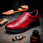 Maseratti Vidal 6002 Embossed Crocodile / Caiman Sneakers Red (Limited Edition)