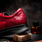 Maseratti Vidal 6002 Embossed Crocodile / Caiman Sneakers Red (Limited Edition)