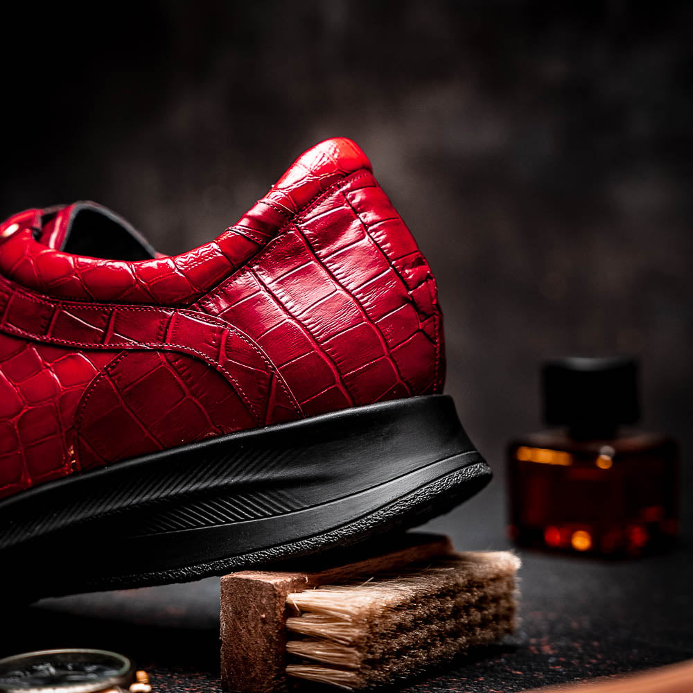Maseratti Vidal 6002 Embossed Crocodile / Caiman Sneakers Red (Limited Edition)