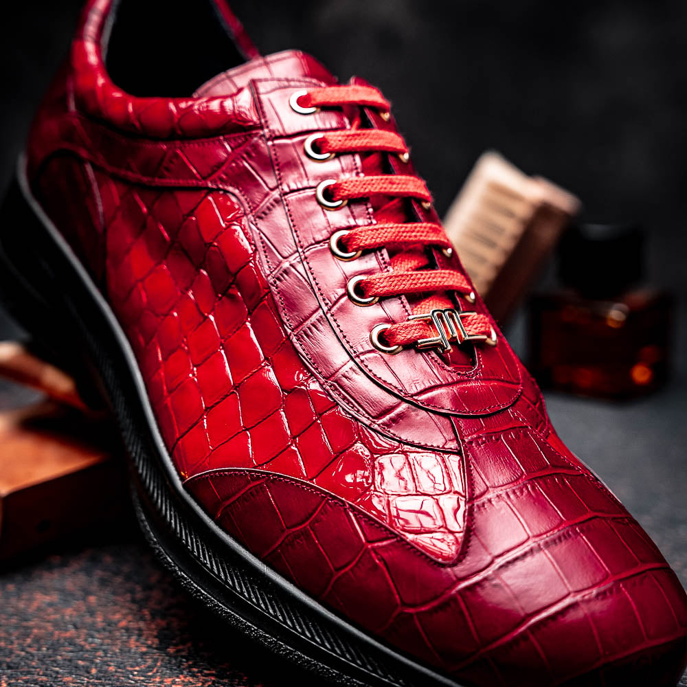 Maseratti Vidal 6002 Embossed Crocodile / Caiman Sneakers Red (Limited Edition)