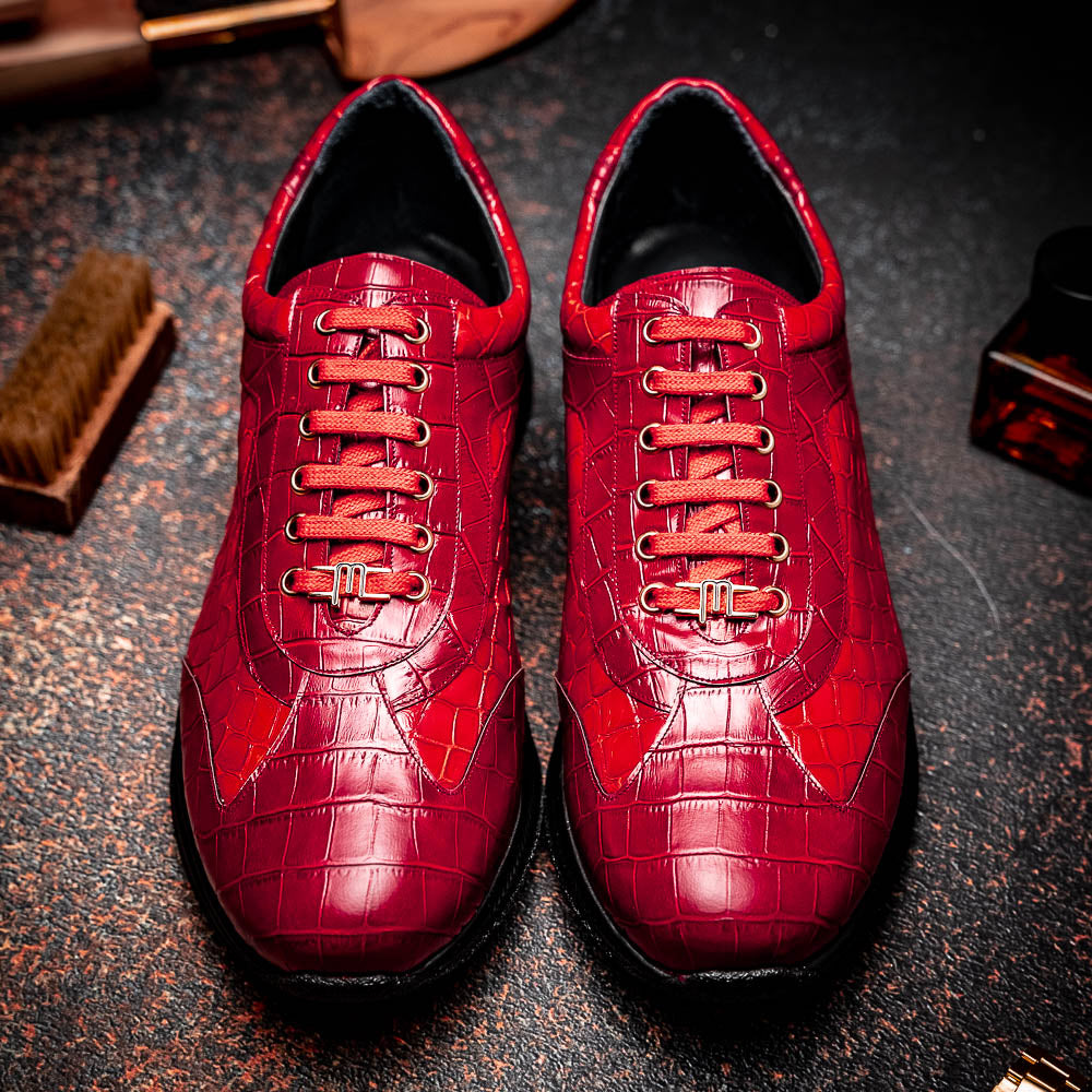 Maseratti Vidal 6002 Embossed Crocodile / Caiman Sneakers Red (Limited Edition)