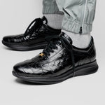 Maseratti Vidal 6002 Embossed Crocodile / Caiman / Ostrich Sneakers Black