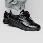 Maseratti Vidal 6002 Embossed Crocodile / Caiman / Ostrich Sneakers Black