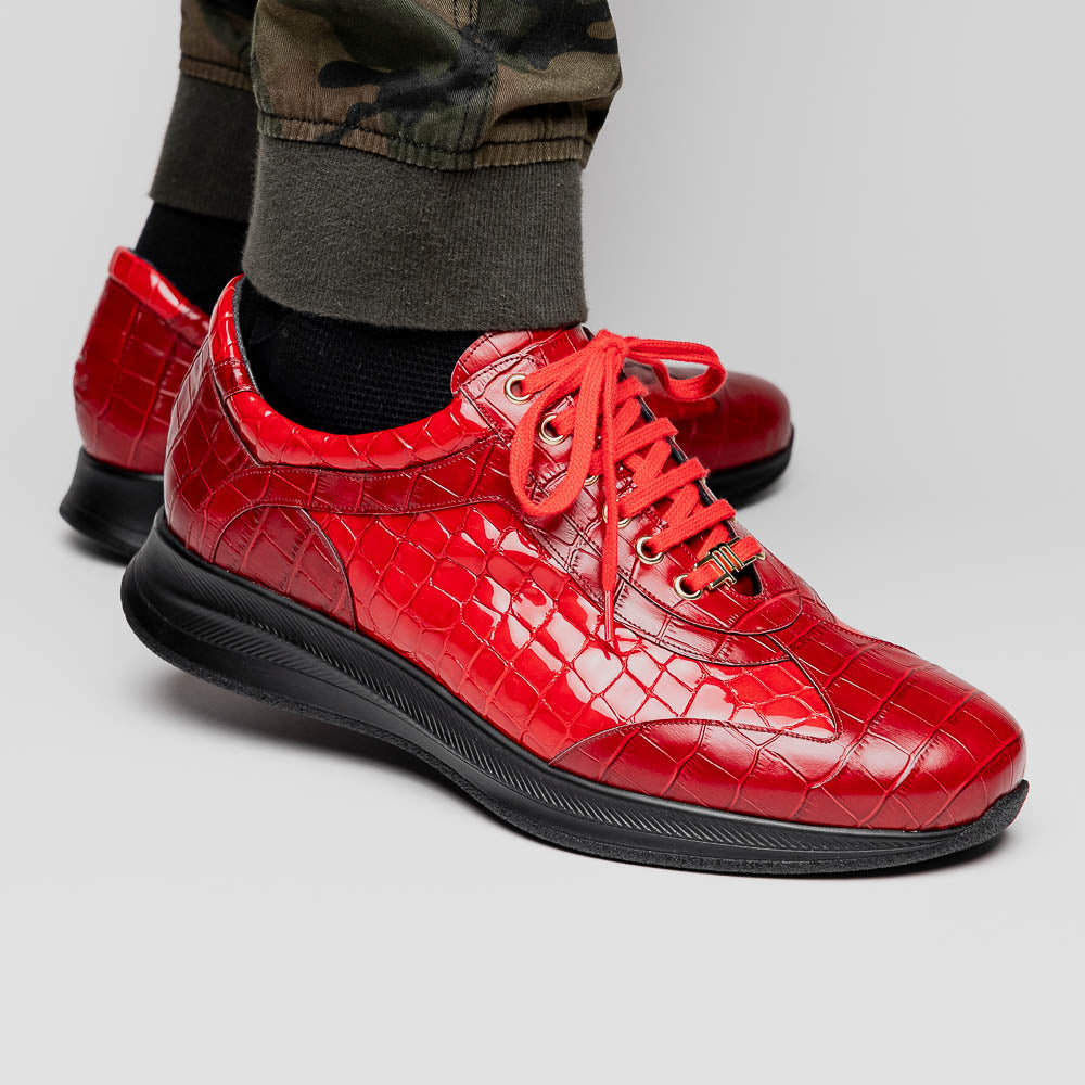 Maseratti Vidal 6002 Embossed Crocodile / Caiman Sneakers Red (Limited Edition)