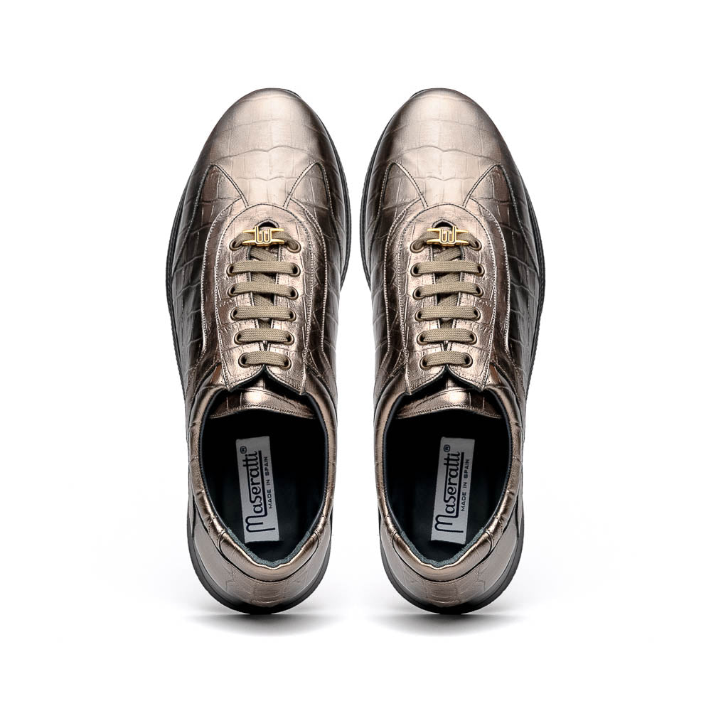 Maseratti Vidal 6002 Embossed Crocodile Sneakers Gold (Limited Edition)