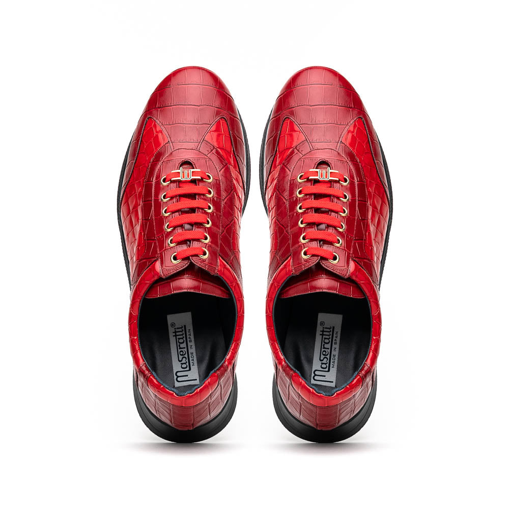 Maseratti Vidal 6002 Embossed Crocodile / Caiman Sneakers Red (Limited Edition)