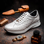 Maseratti Vidal 6002 Embossed Crocodile / Caiman / Ostrich Sneakers White