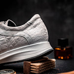 Maseratti Vidal 6002 Embossed Crocodile / Caiman / Ostrich Sneakers White