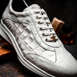Maseratti Vidal 6002 Embossed Crocodile / Caiman / Ostrich Sneakers White