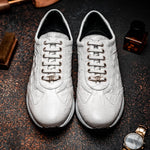 Maseratti Vidal 6002 Embossed Crocodile / Caiman / Ostrich Sneakers White