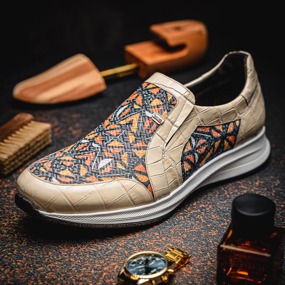 Maseratti Fresco 6003 Embossed Caiman & Azteca Sneakers Oryx