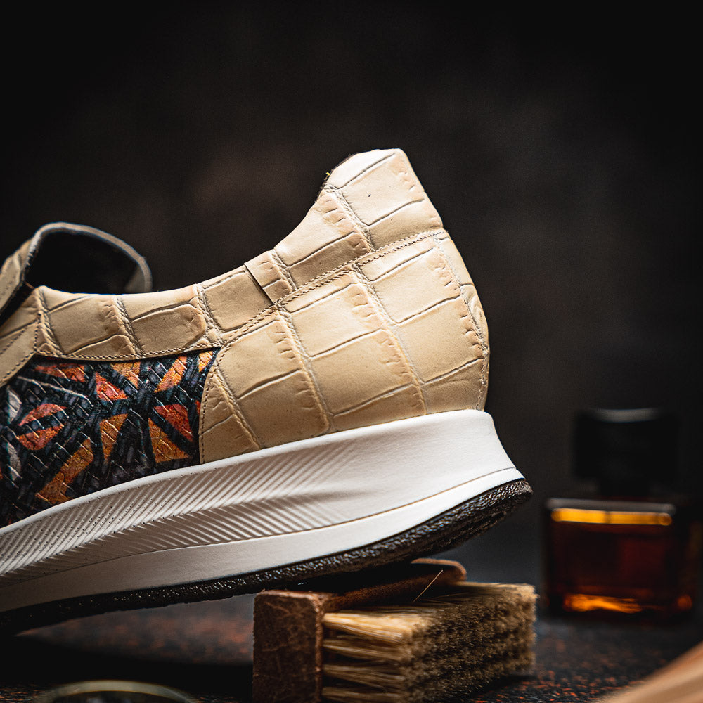 Maseratti Fresco 6003 Embossed Caiman & Azteca Sneakers Oryx