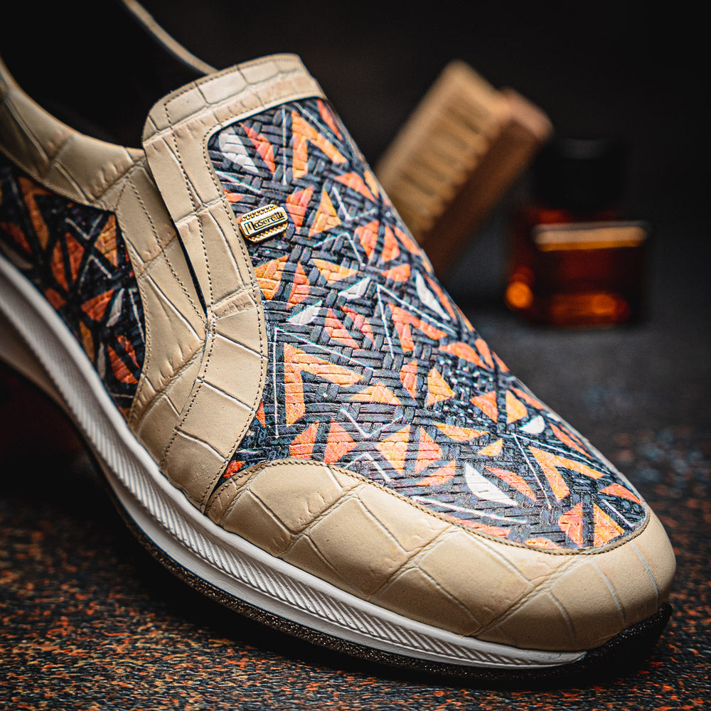 Maseratti Fresco 6003 Embossed Caiman & Azteca Sneakers Oryx