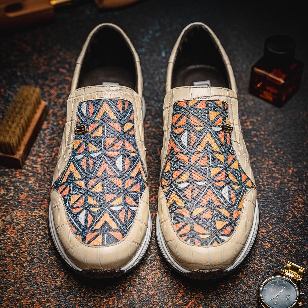 Maseratti Fresco 6003 Embossed Caiman & Azteca Sneakers Oryx