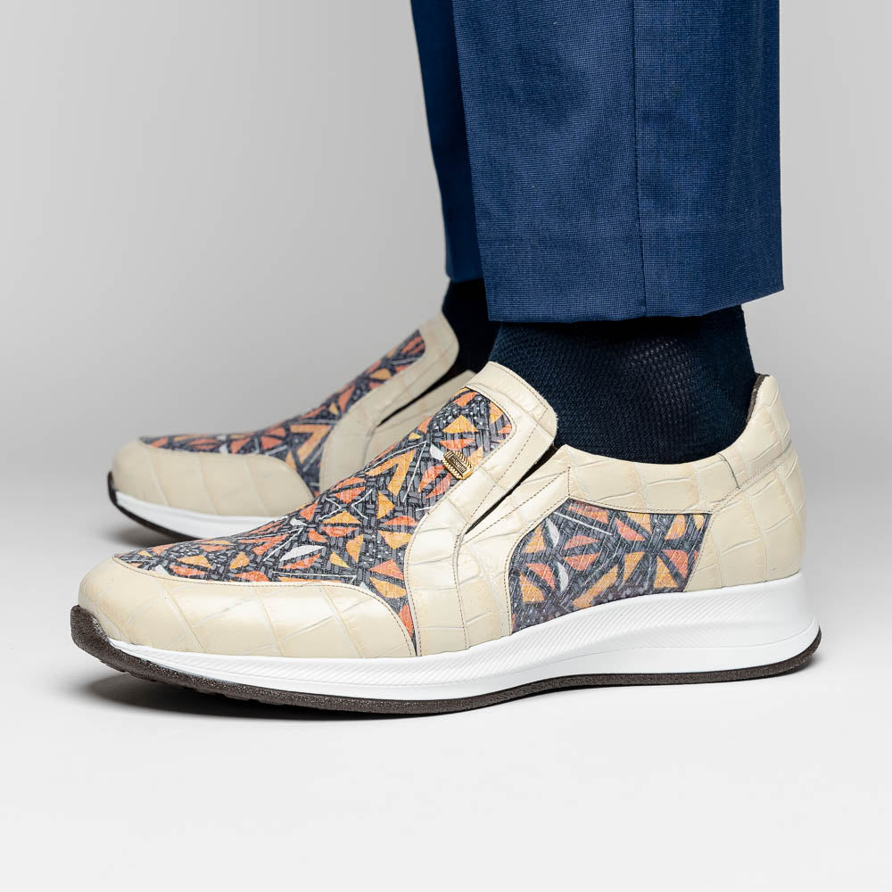 Maseratti Fresco 6003 Embossed Caiman & Azteca Sneakers Oryx