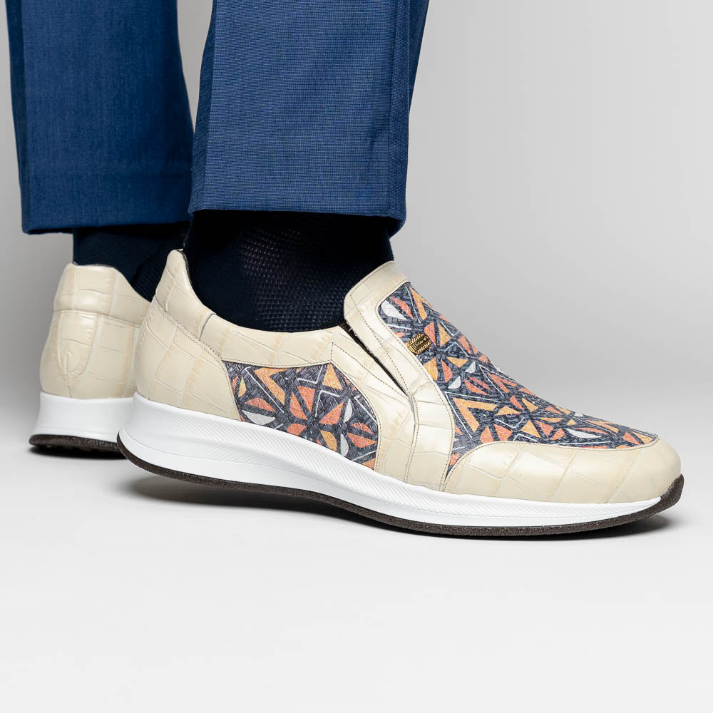 Maseratti Fresco 6003 Embossed Caiman & Azteca Sneakers Oryx