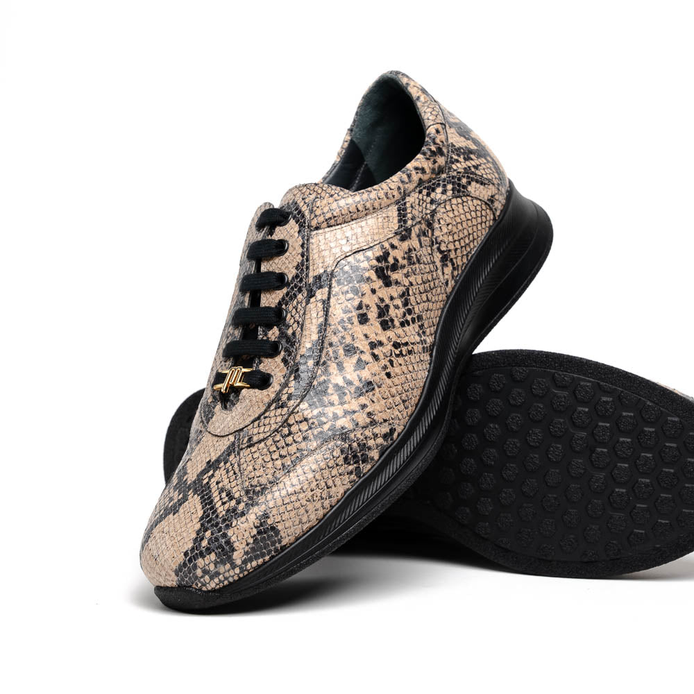 Maseratti Snake 6004 Embossed Python Sneakers Sand