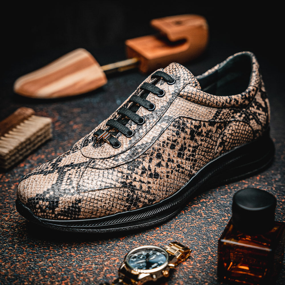Maseratti Snake 6004 Embossed Python Sneakers Sand