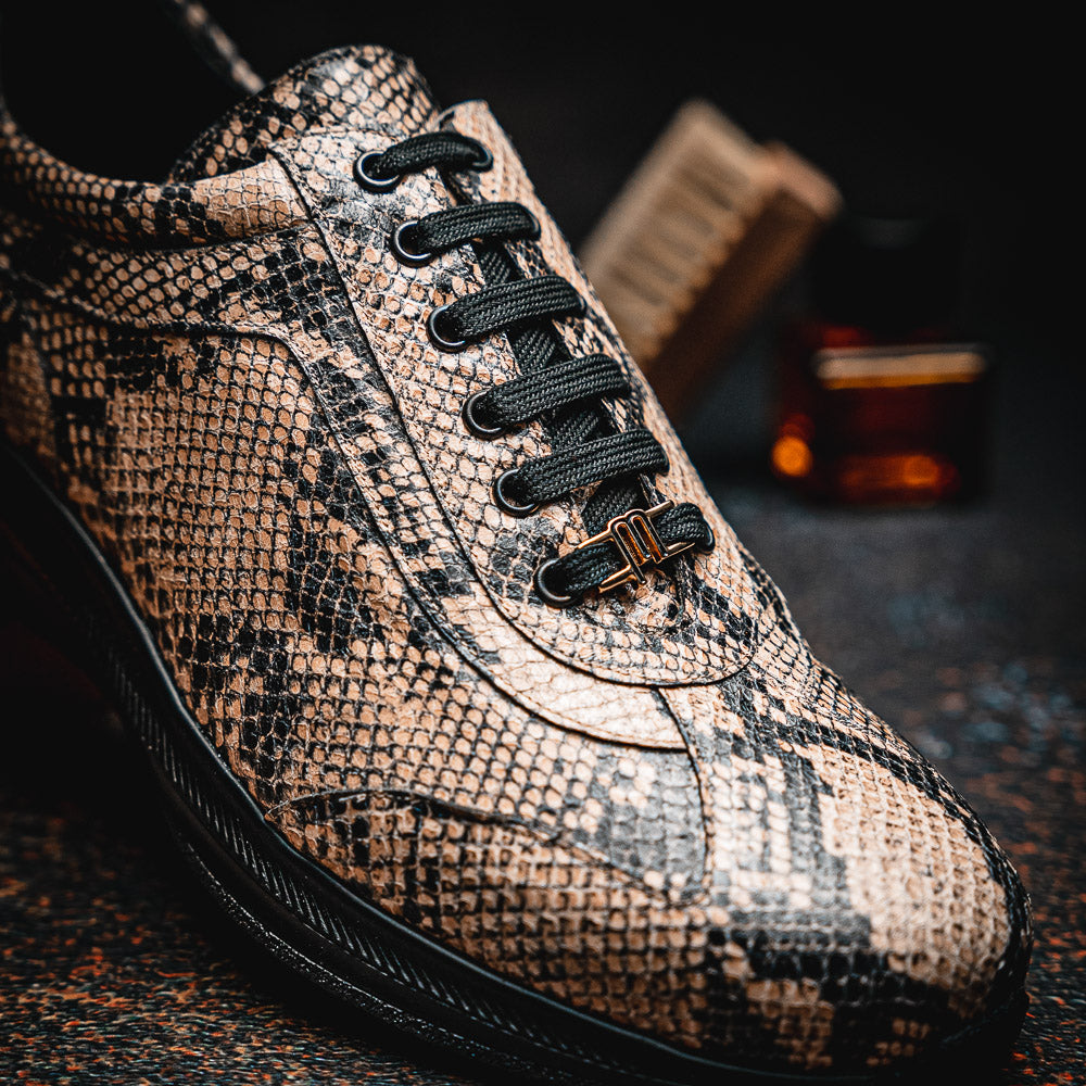 Maseratti Snake 6004 Embossed Python Sneakers Sand