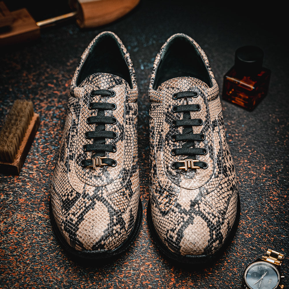 Maseratti Snake 6004 Embossed Python Sneakers Sand