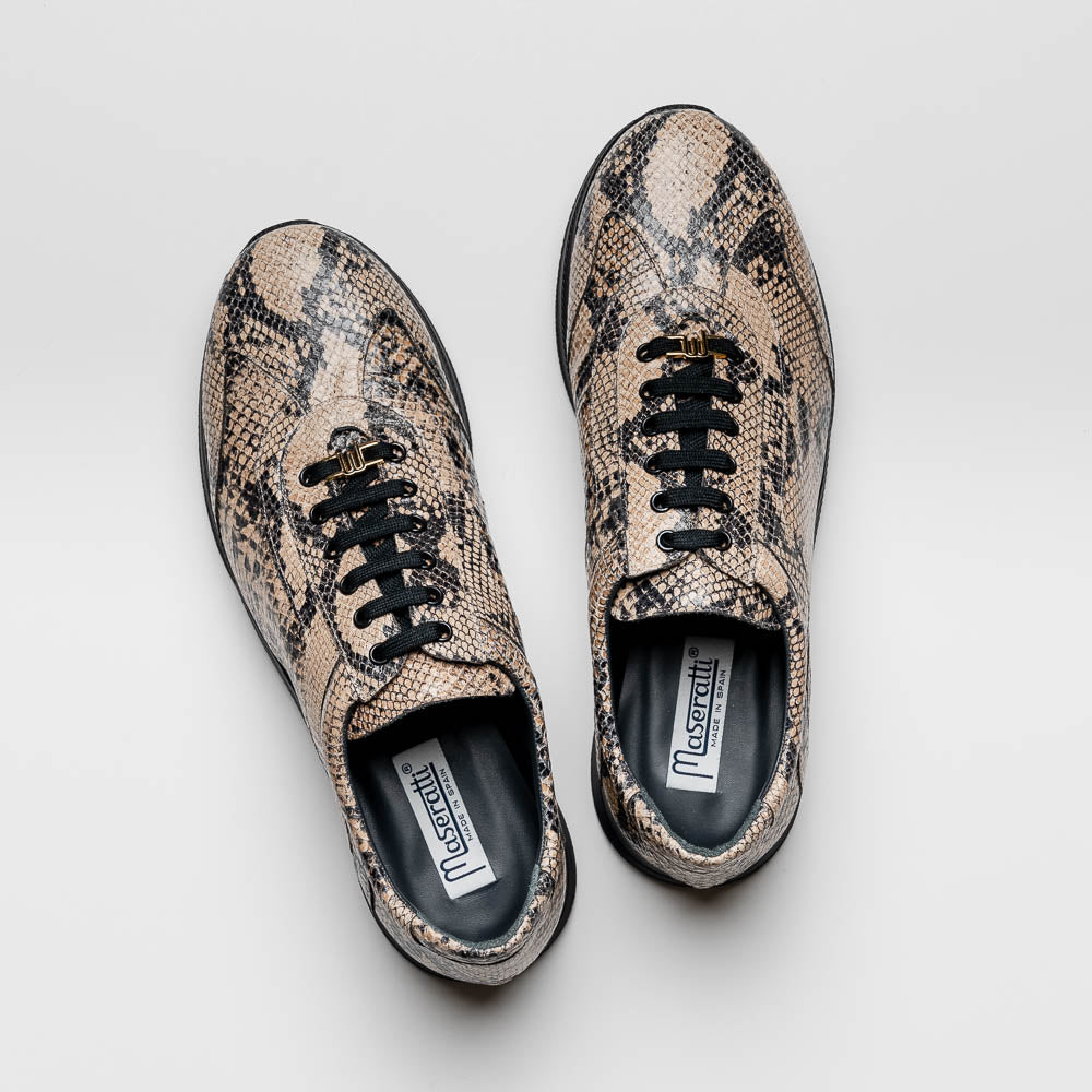 Maseratti Snake 6004 Embossed Python Sneakers Sand