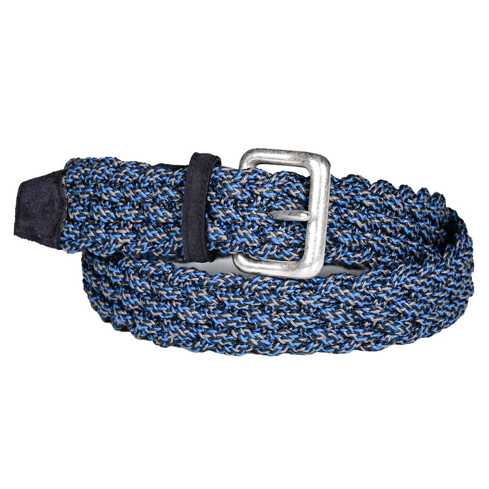 Torino Leather Italian Woven Cotton Belt Navy Multi