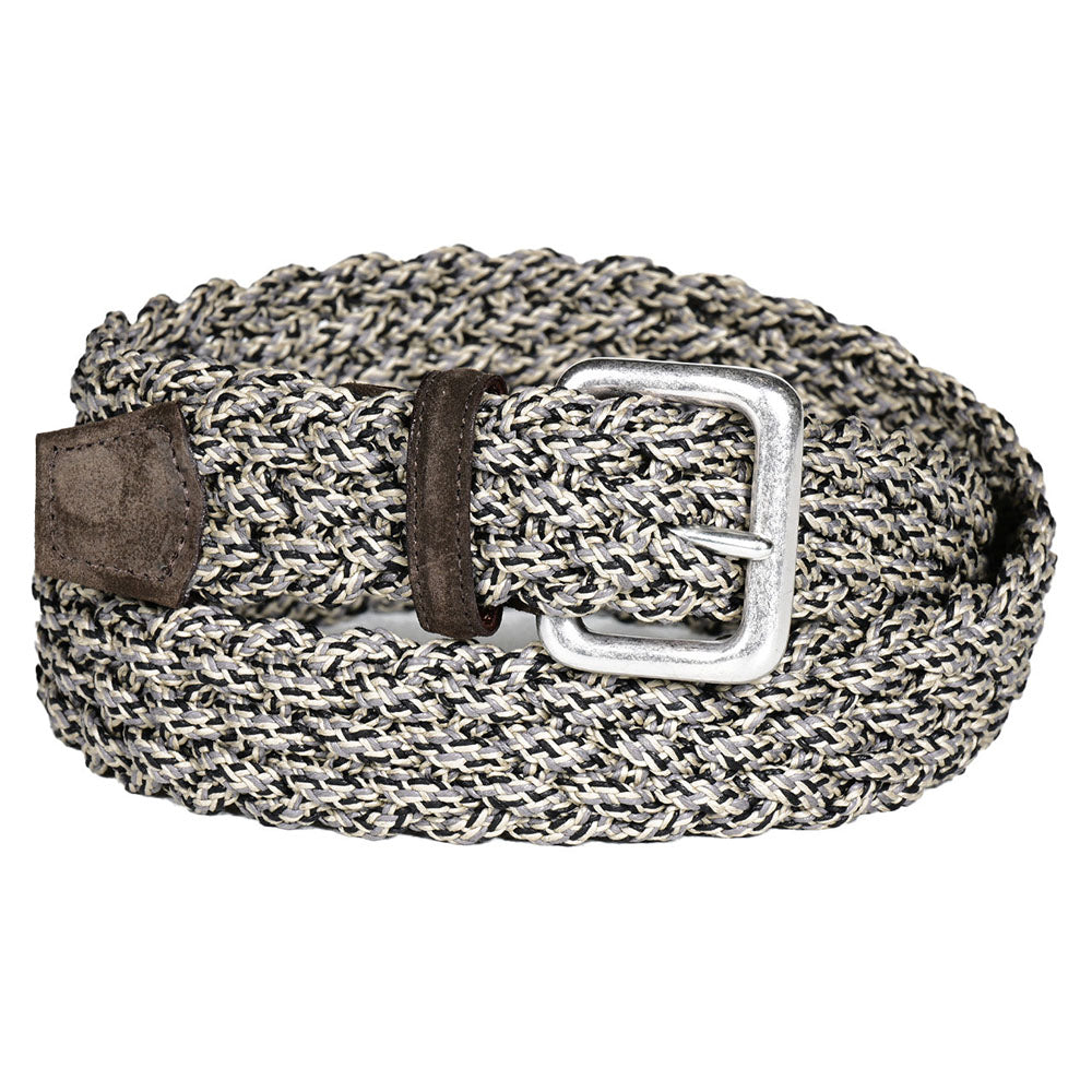 Torino Leather Italian Woven Cotton Belt Grey Multi