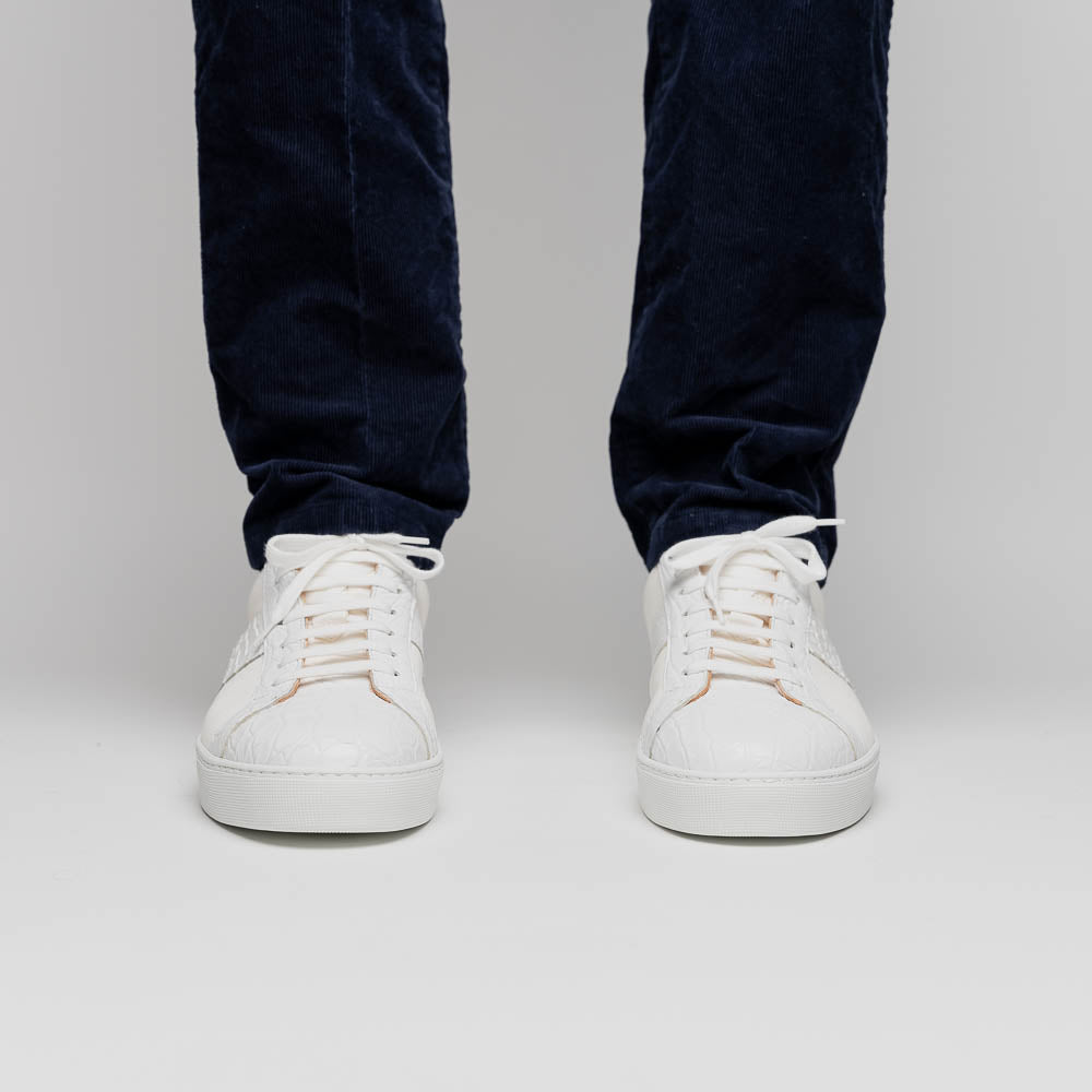Zelli Luca Crocodile & Calfskin Sneakers White (61-100-WHT)