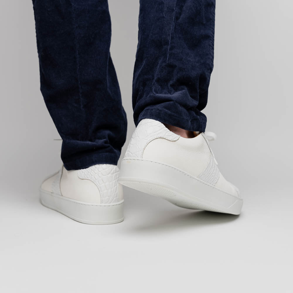 Zelli Luca Crocodile & Calfskin Sneakers White (61-100-WHT)